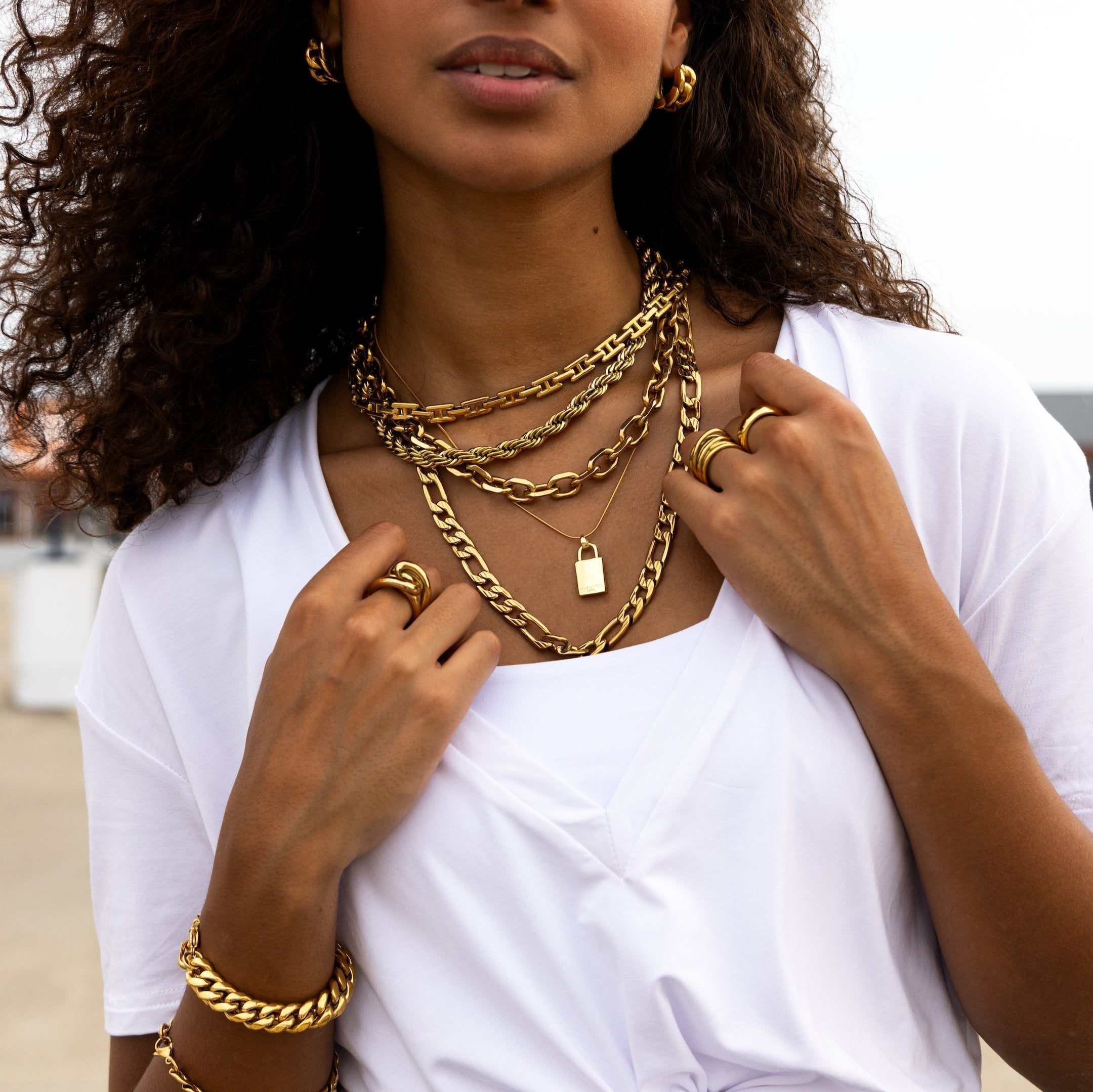 Thick Figaro Necklace- Gold