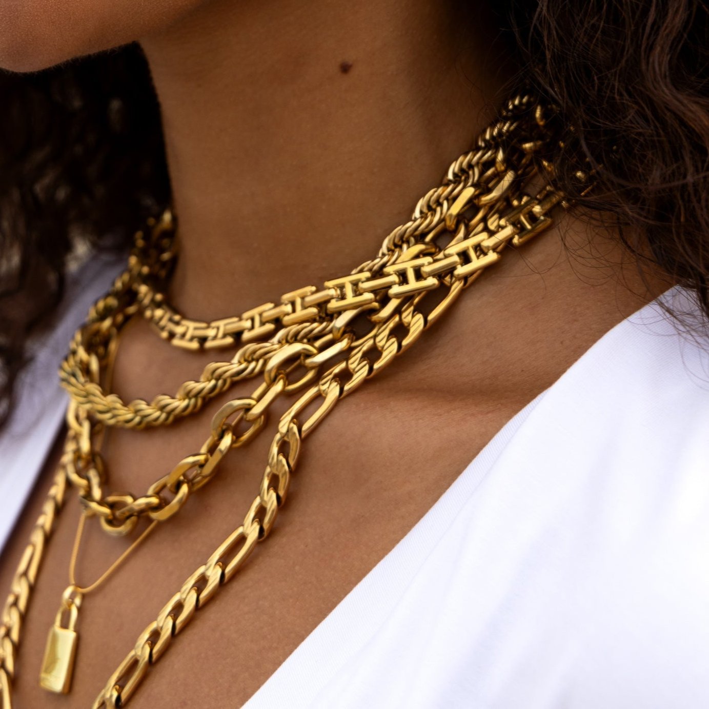 Thick Figaro Necklace- Gold