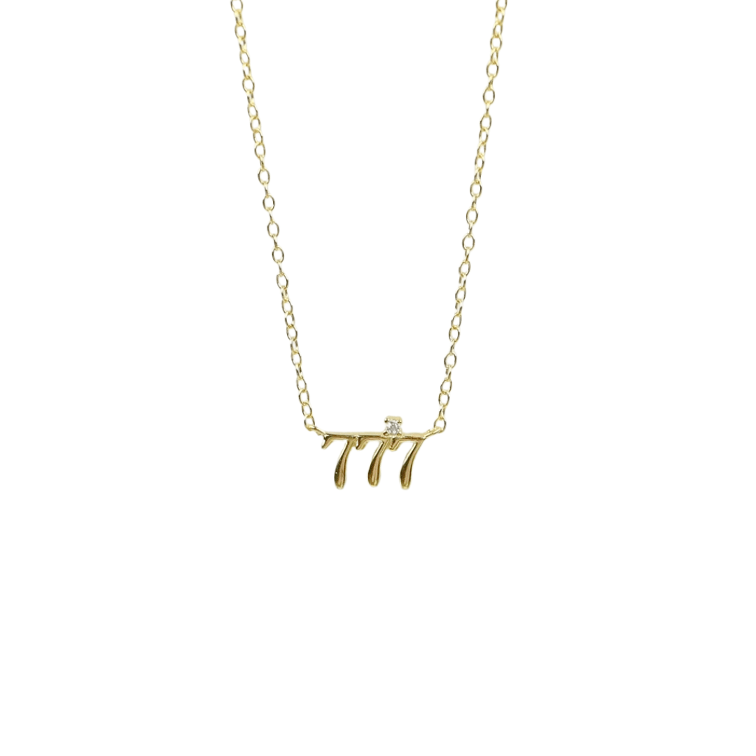 Tiny Angel Number Necklace- Gold