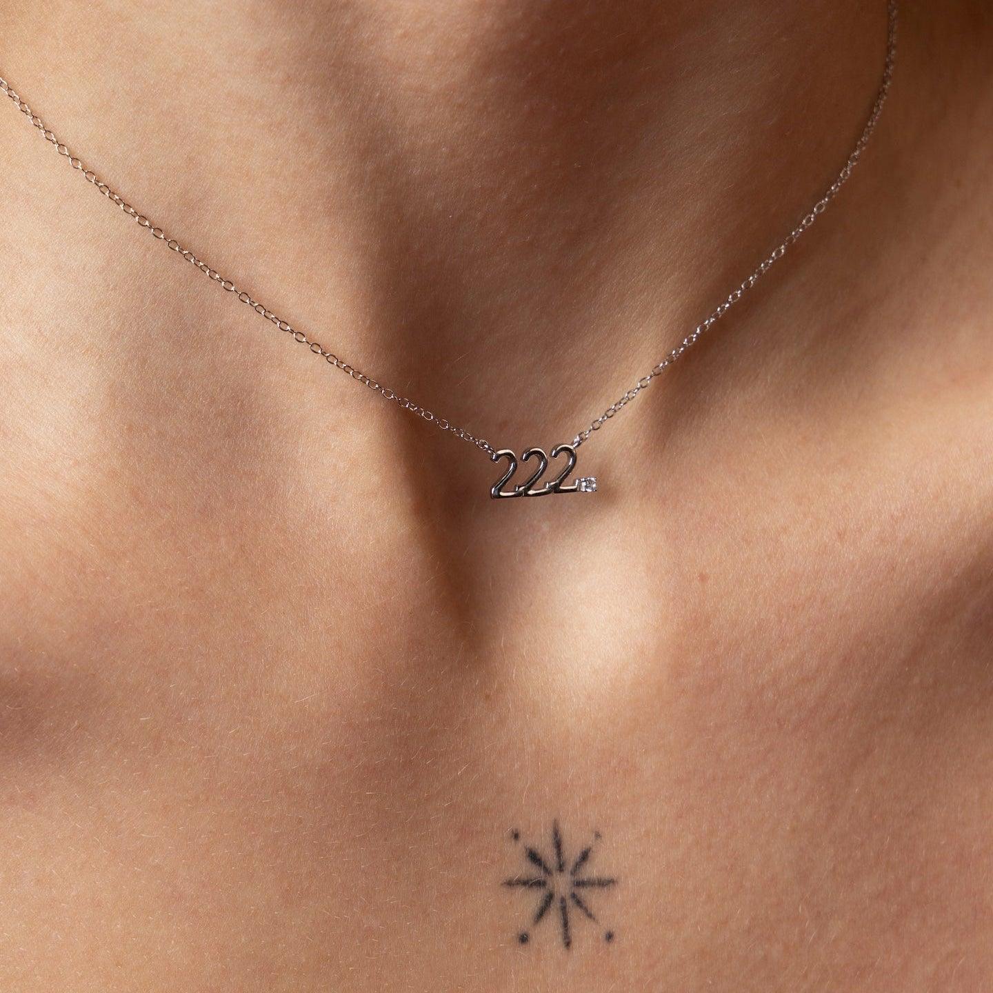 Tiny Angel Number Necklace- Silver