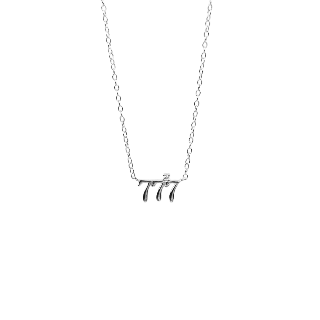 Tiny Angel Number Necklace- Silver