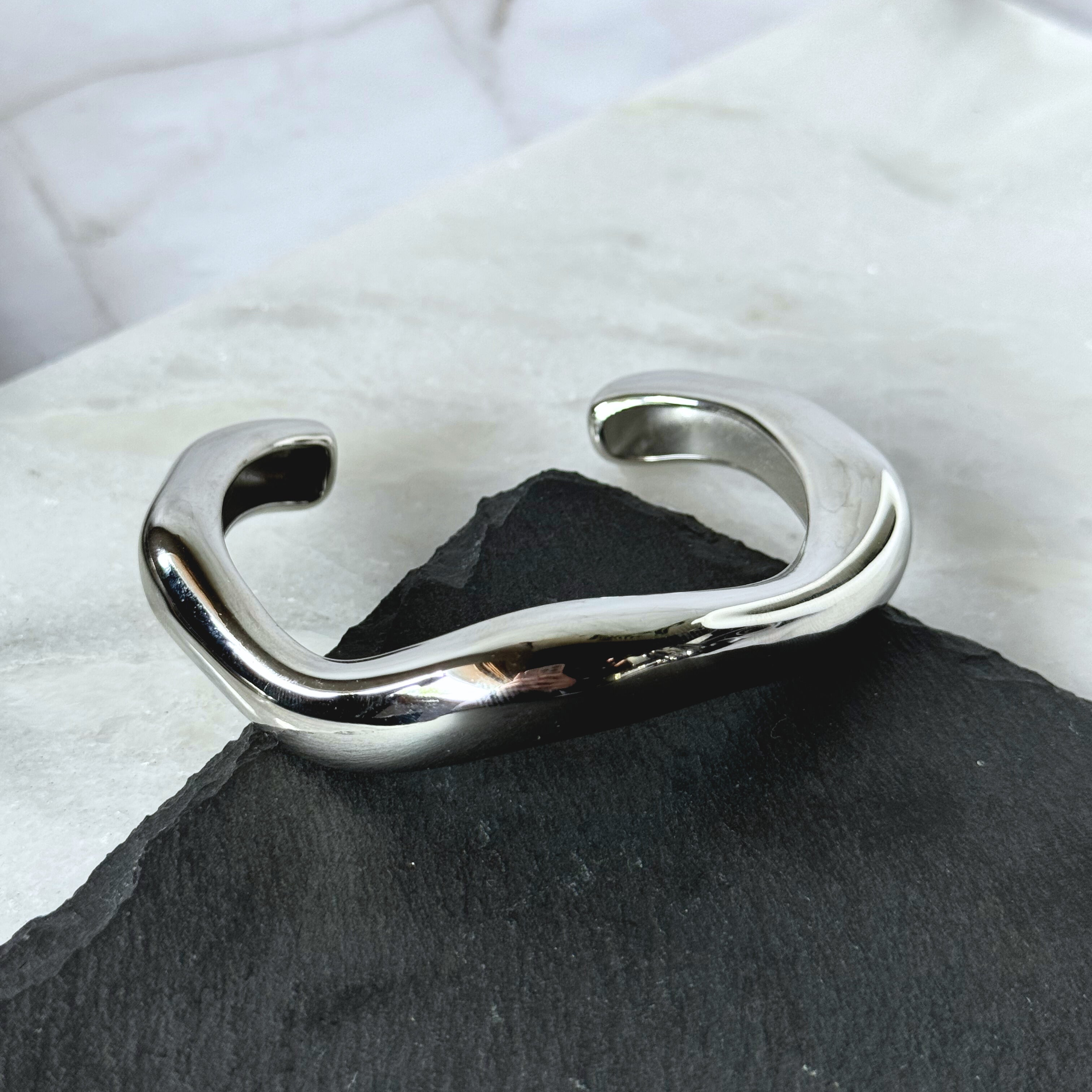 Wavy Statement Bracelet- Silver